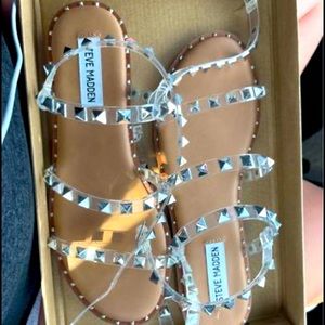 Studded Steve Madden clear sandals